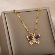 Crystal Butterfly Necklaces For WomenStainless Steel Crystal Purple BuSPECIFICATIONSBrand Name: ICFTZWEMetals Type: STAINLESS STEELOrigin: Mainland ChinaCN: ZhejiangNecklace Type: Pendant NecklacesMaterial: MetalGender: WomenStyle: TREMy StoreWakeproduct StoreWomenStainless Steel Crystal Purple Butterfly Charm Chain Choker Necklace Aesthetic Jewelry Gift