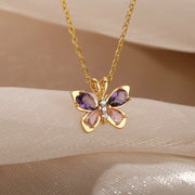 Crystal Butterfly Necklaces For WomenStainless Steel Crystal Purple BuSPECIFICATIONSBrand Name: ICFTZWEMetals Type: STAINLESS STEELOrigin: Mainland ChinaCN: ZhejiangNecklace Type: Pendant NecklacesMaterial: MetalGender: WomenStyle: TREMy StoreWakeproduct StoreWomenStainless Steel Crystal Purple Butterfly Charm Chain Choker Necklace Aesthetic Jewelry Gift