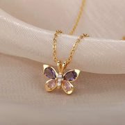 Crystal Butterfly Necklaces For WomenStainless Steel Crystal Purple BuSPECIFICATIONSBrand Name: ICFTZWEMetals Type: STAINLESS STEELOrigin: Mainland ChinaCN: ZhejiangNecklace Type: Pendant NecklacesMaterial: MetalGender: WomenStyle: TREMy StoreWakeproduct StoreWomenStainless Steel Crystal Purple Butterfly Charm Chain Choker Necklace Aesthetic Jewelry Gift