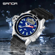 SANDA Sport Men Quartz Digital Watch Creative Diving Watches Men WaterSPECIFICATIONS
Brand Name: SANDA
Item Type: Quartz Wristwatches
Dial Window Material Type: Hardlex
Model Number: 3008
Case Shape: Irregular Shape
Dial Diameter: 38
MMy StoreWakeproduct StoreSANDA Sport Men Quartz Digital Watch Creative Diving Watches Men Waterproof Alarm Watch Dual Display Clock Relogio Masculino