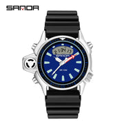 SANDA Sport Men Quartz Digital Watch Creative Diving Watches Men WaterSPECIFICATIONS
Brand Name: SANDA
Item Type: Quartz Wristwatches
Dial Window Material Type: Hardlex
Model Number: 3008
Case Shape: Irregular Shape
Dial Diameter: 38
MMy StoreWakeproduct StoreSANDA Sport Men Quartz Digital Watch Creative Diving Watches Men Waterproof Alarm Watch Dual Display Clock Relogio Masculino