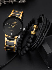 Quartz Watch 3PCs Fashion Personalized Men's Steel Band Quartz Watches