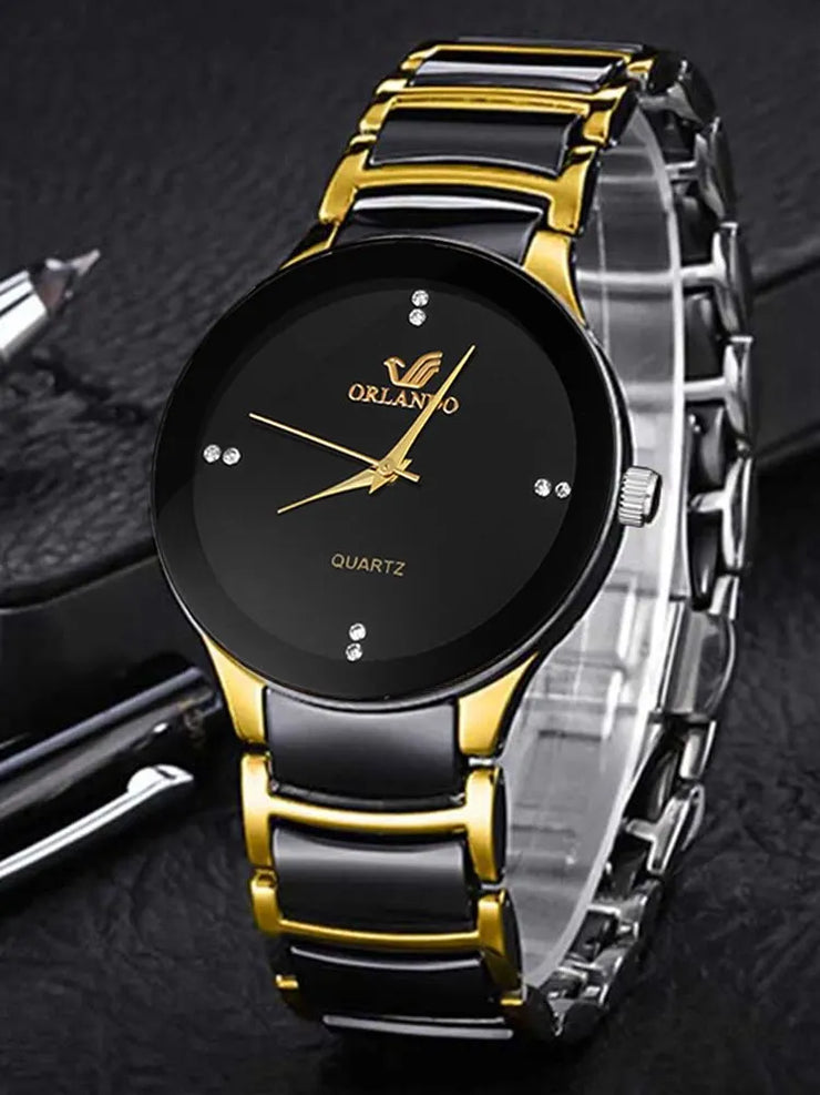 Quartz Watch 3PCs Fashion Personalized Men's Steel Band Quartz Watches