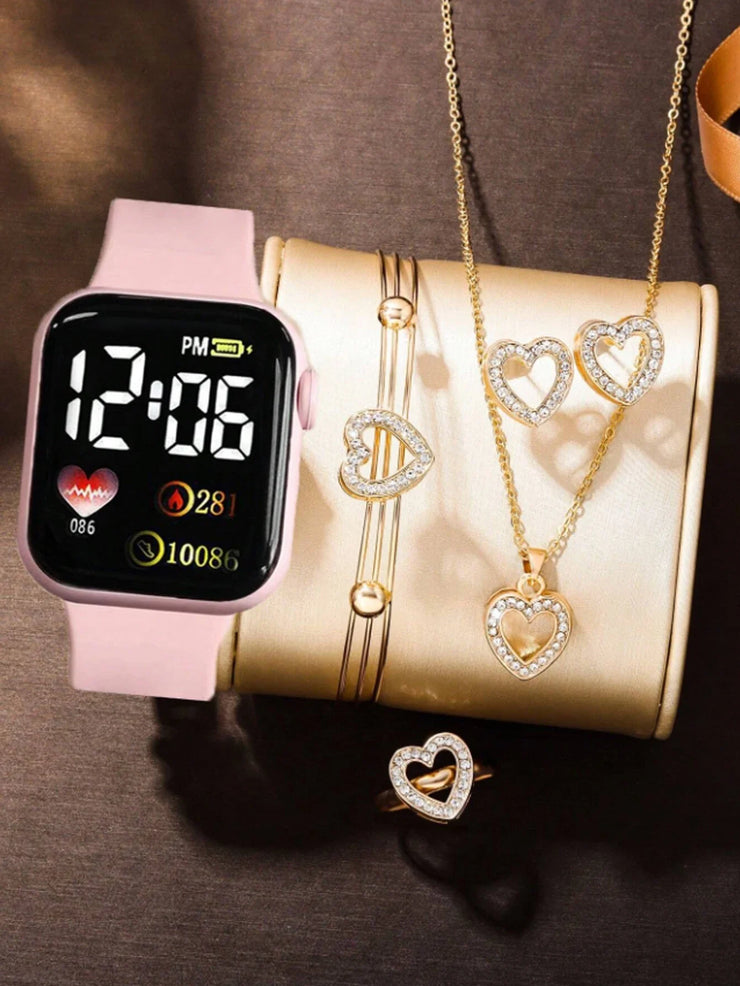 Love Square digital display digital Watch Girl Boy and Butterfly Color